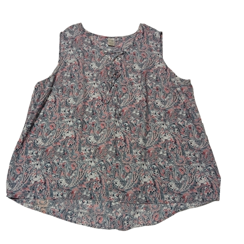Terra & Sky Women's Sleeveless Paisley Sheer Summer Flowy Bohemian Top 3XL 24/26